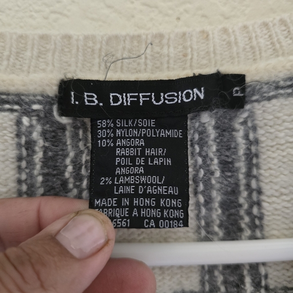 Vintage I.B. Diffusion Silk Angora Plaid Cardigan - Picture 3 of 5